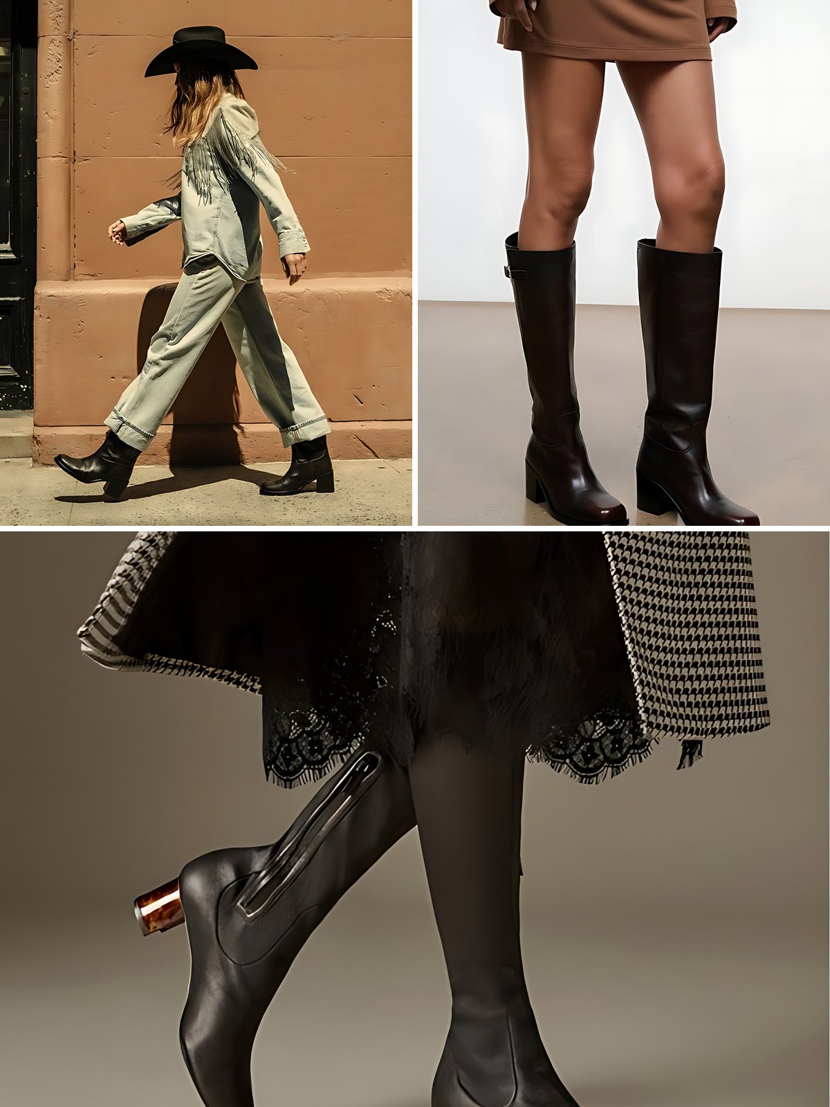 Three pictures that set the mood for the tall boot