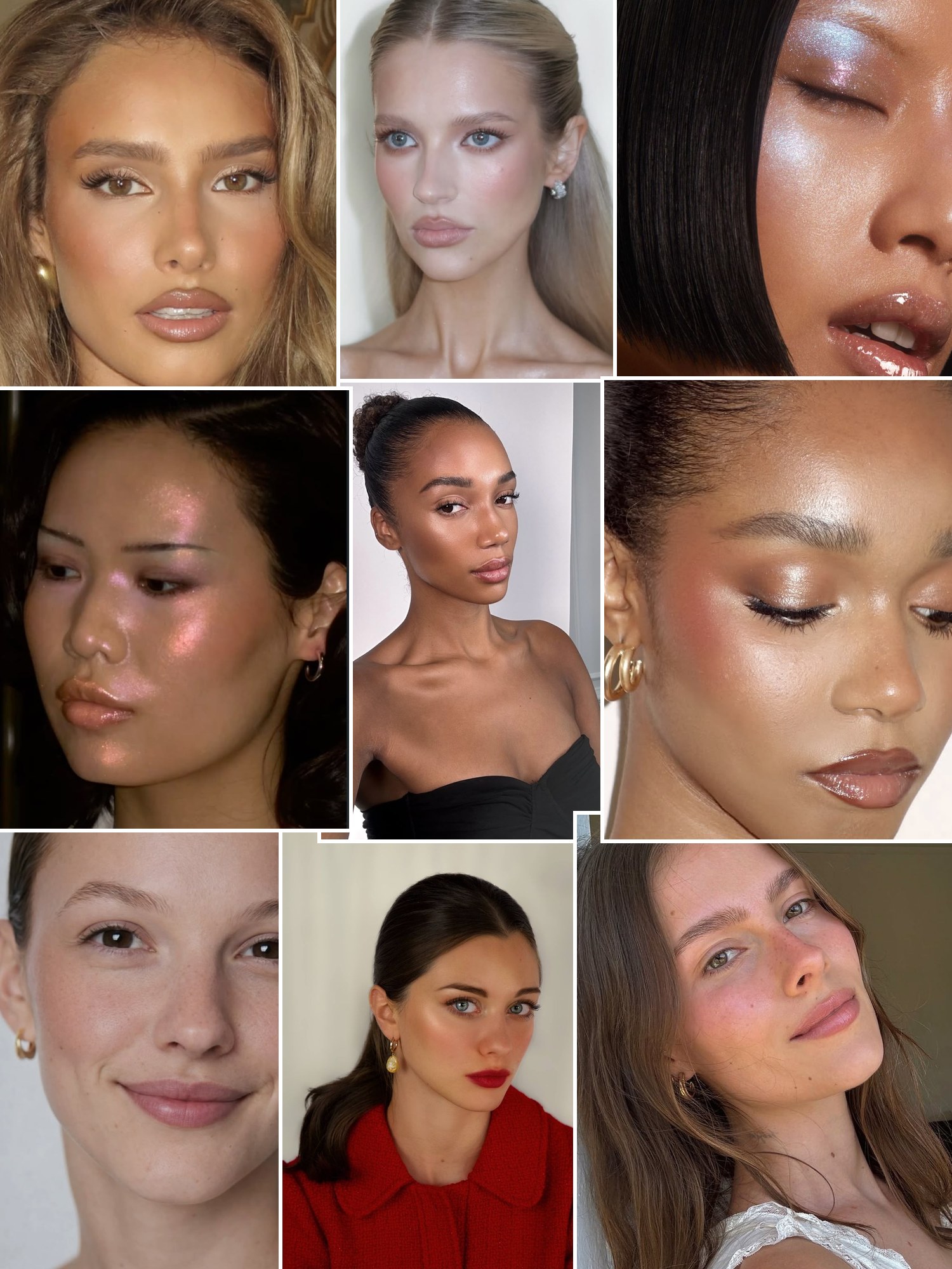 Collage of everyday outfits built around EM Cosmetics