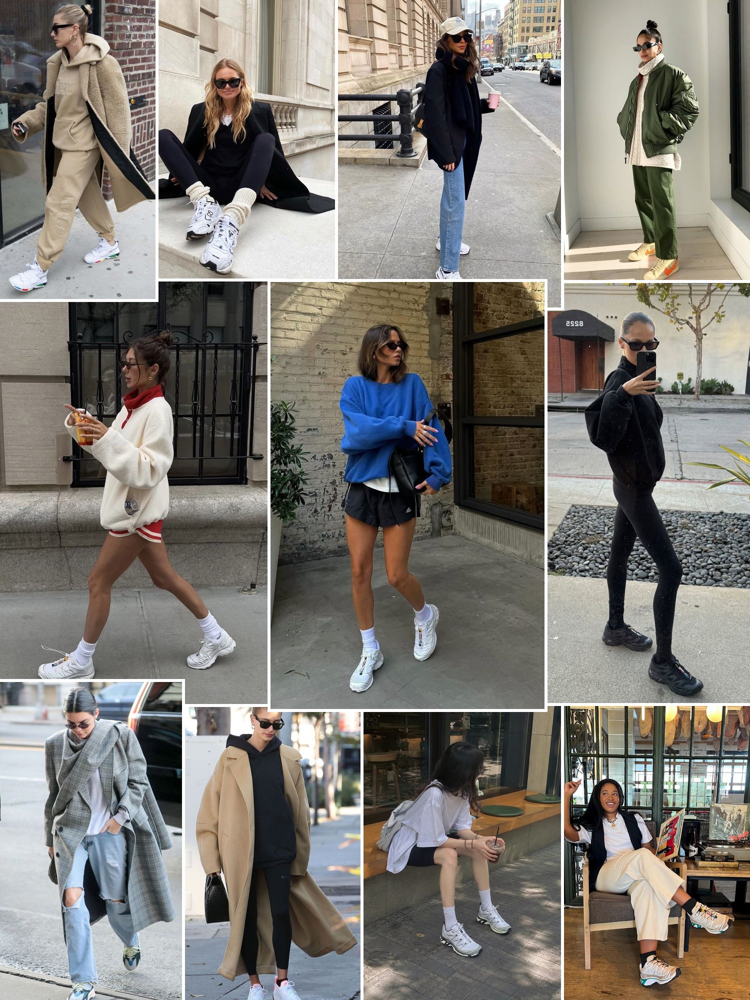 Collage of cold-weather athleisure outfits