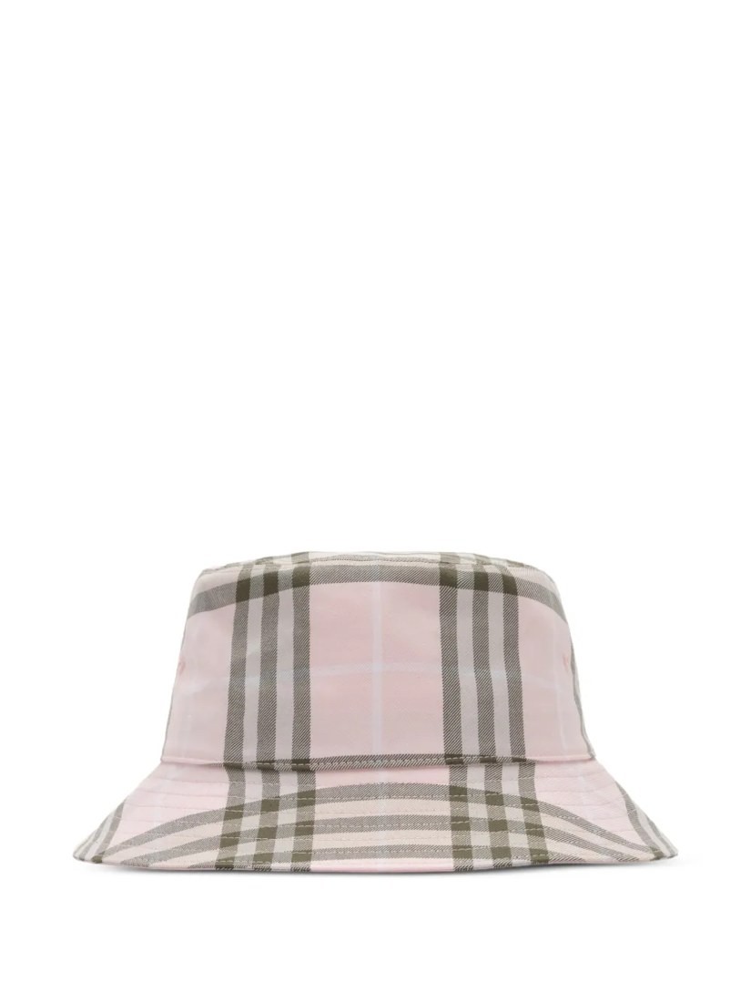 Check cotton bucket hat
