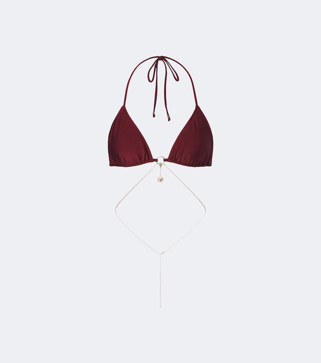 Chain embellished bikini top