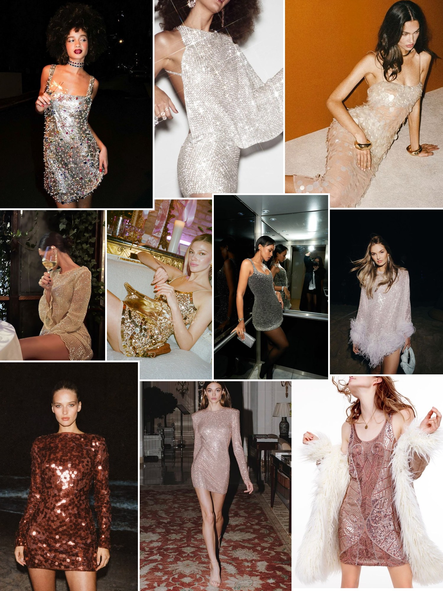 Collage of chocolate, cream and pink birthday dresses
