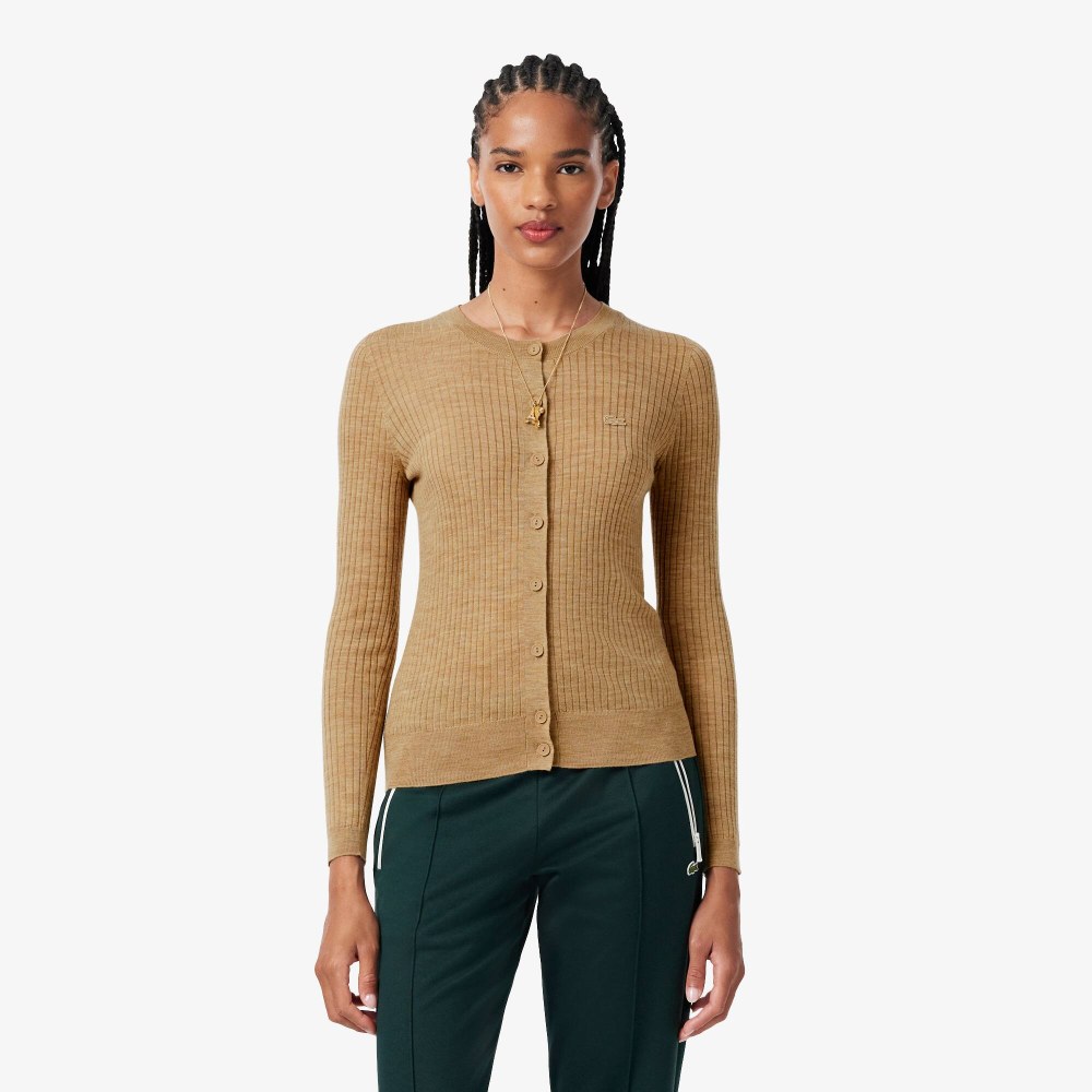 Rib Knit Merino Wool Cardigan