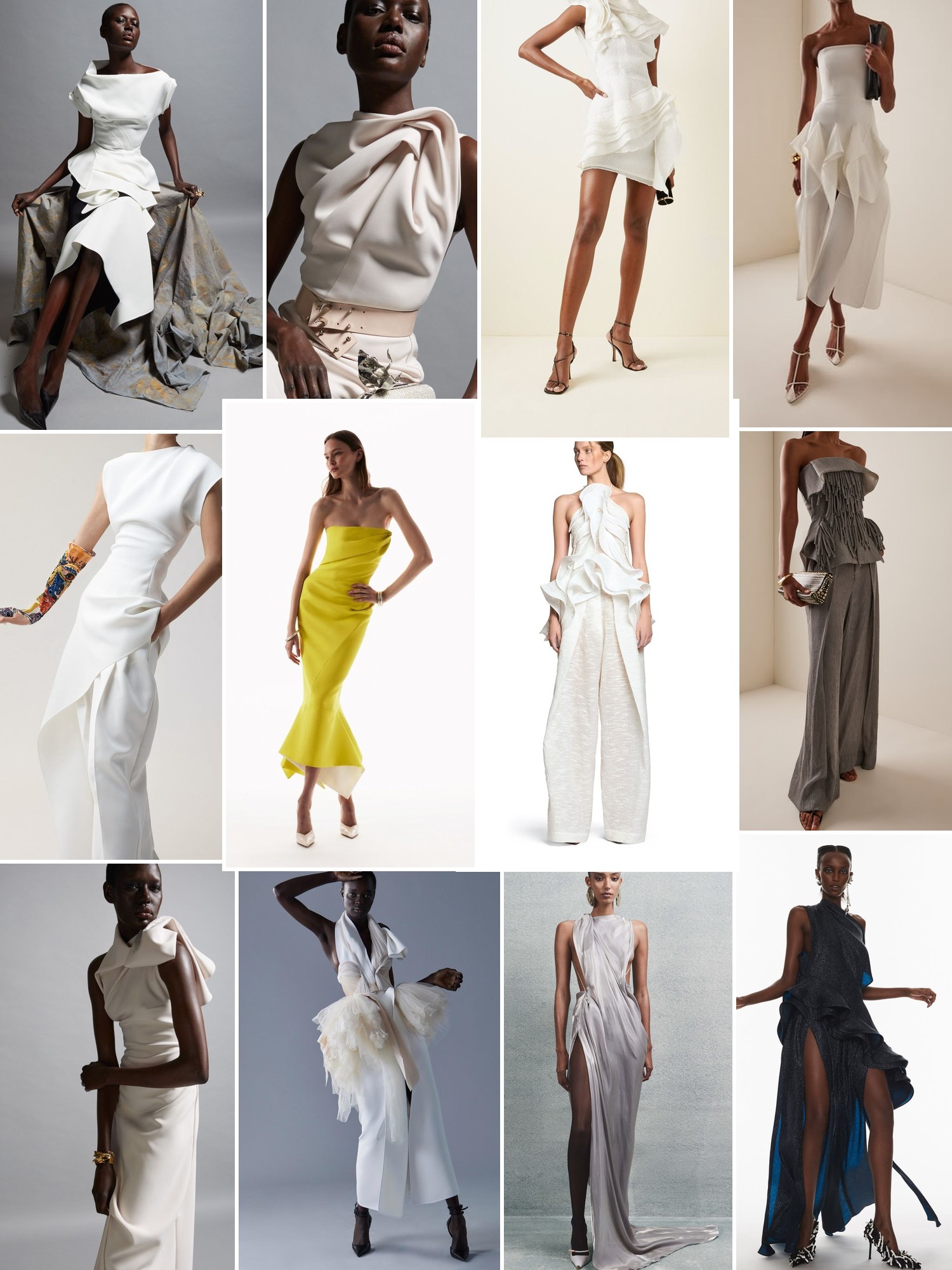 Collage of runway looks, campaign shots and street style outfits that capture the Maticevski mood