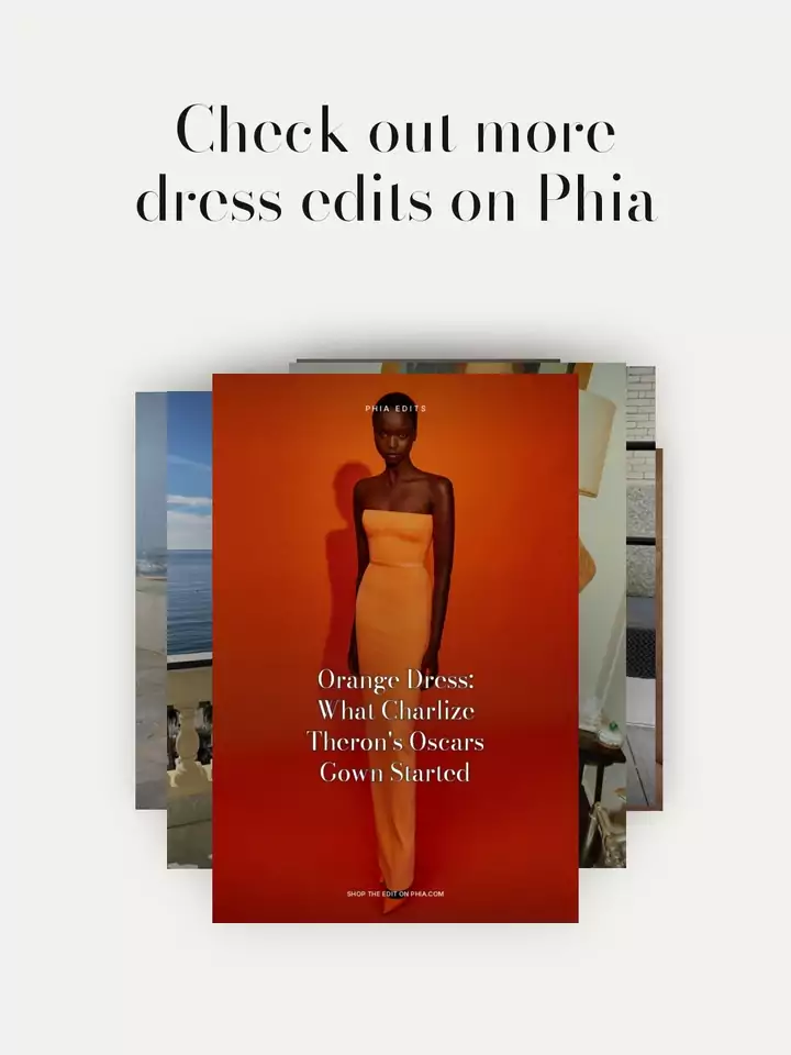 Animated slideshow: check out more dress edits on Phia, flipping through Orange Dress, Cocktail Dress Edit, Brown Wedding Guest Dress, Burgundy Dress, Red Dress, Black Lace Dress, Gold Dress, Fringe Dress