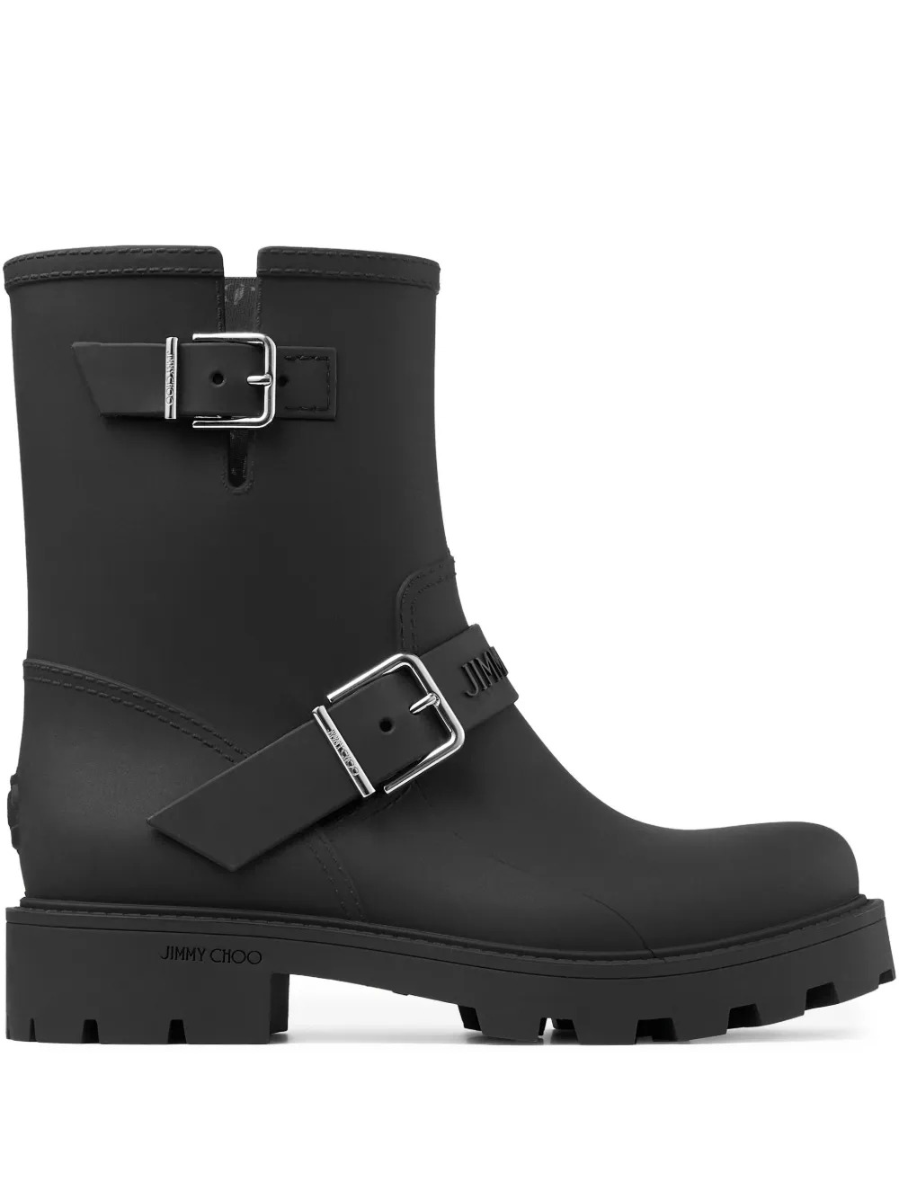 Biker Rain Buckle-Strap Boots