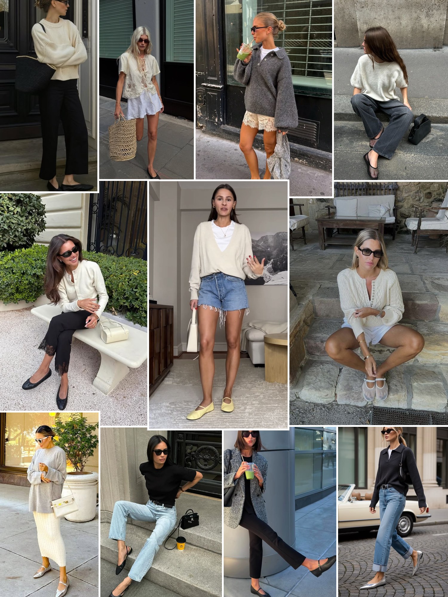 Collage of knit pointed flats and similar looks