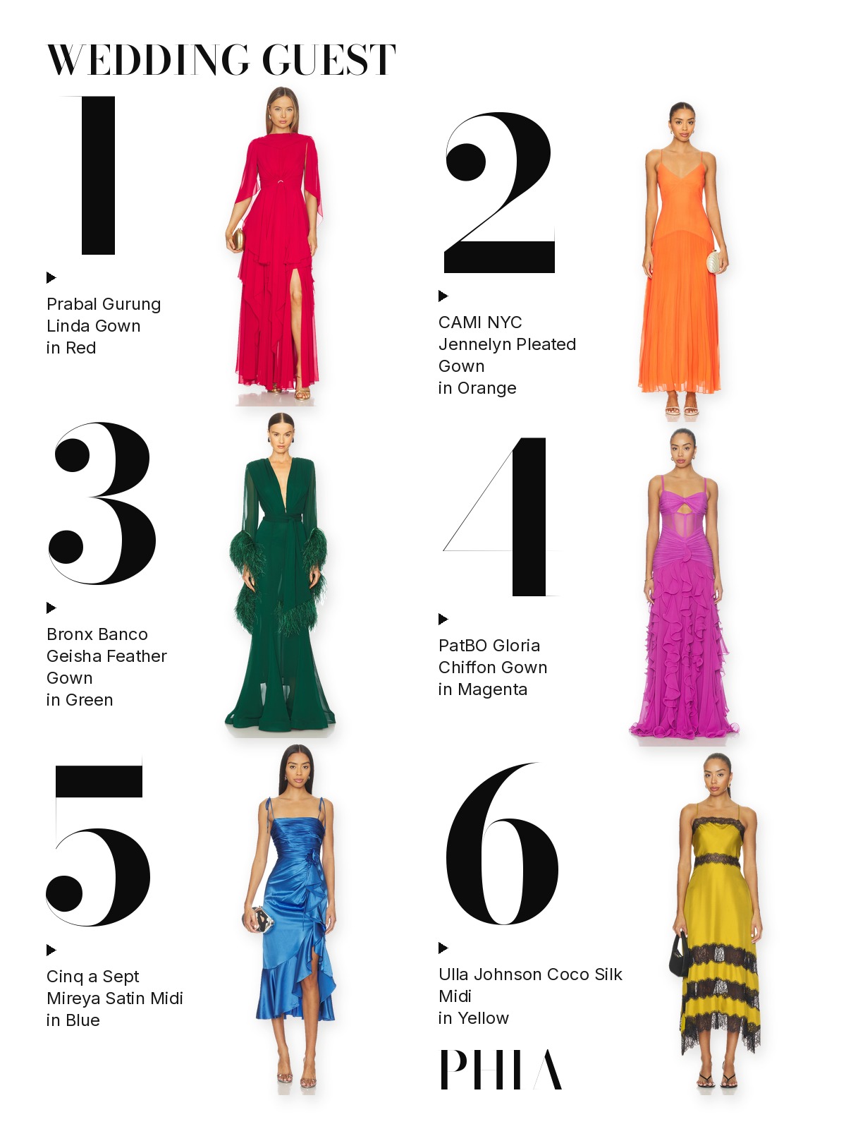 Wedding guest dresses: six gowns and midis in colour