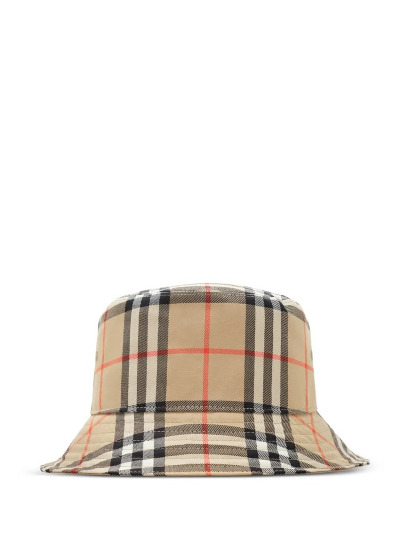 Check cotton bucket hat