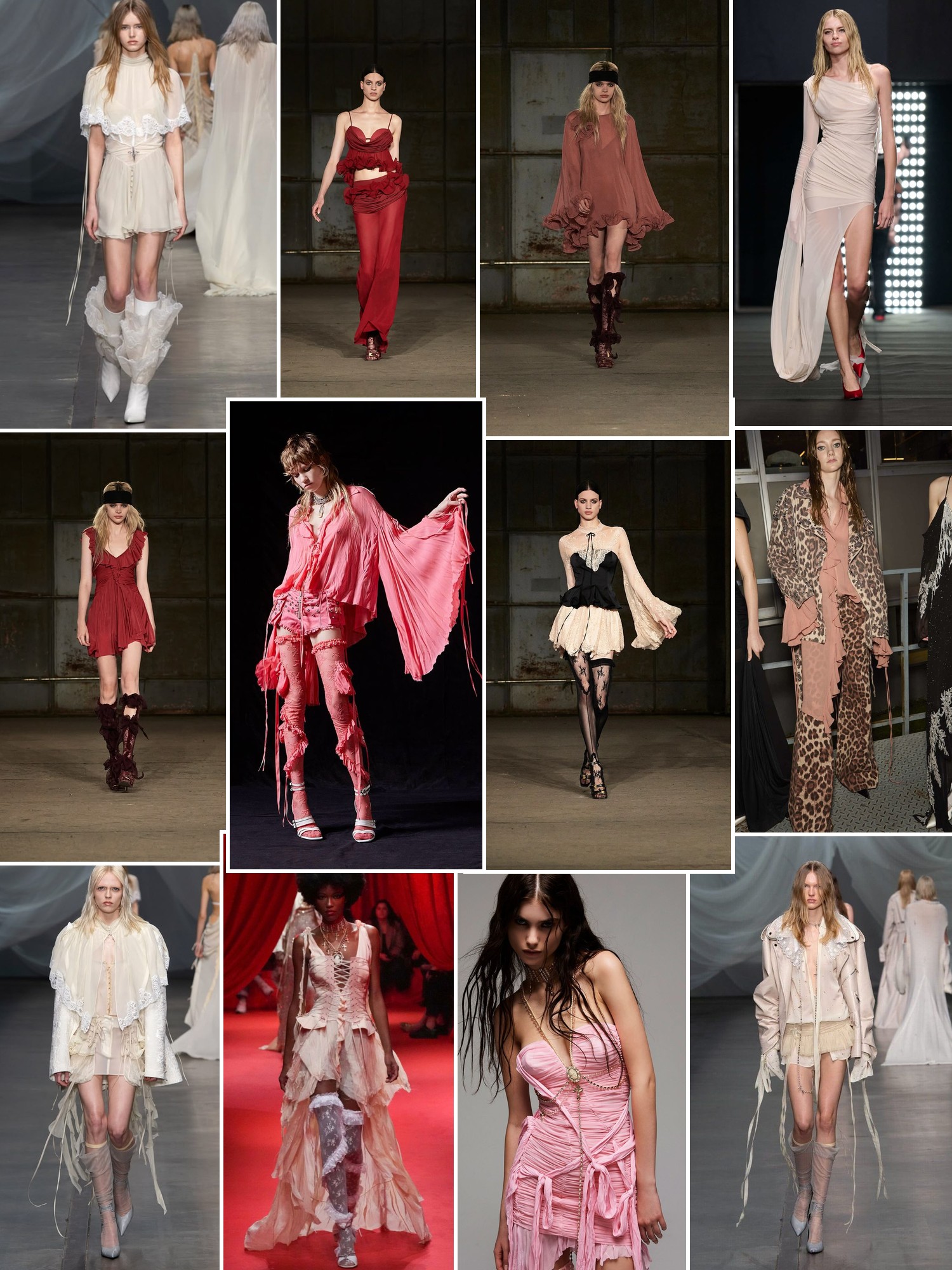 Collage of runway looks, campaign shots and street style outfits that capture the Aniye Records mood