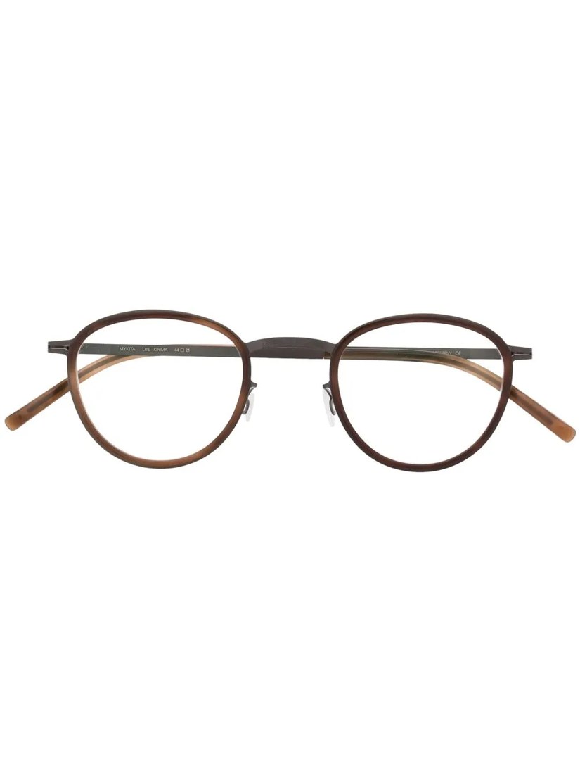 Tortoiseshell-effect round-frame glasses