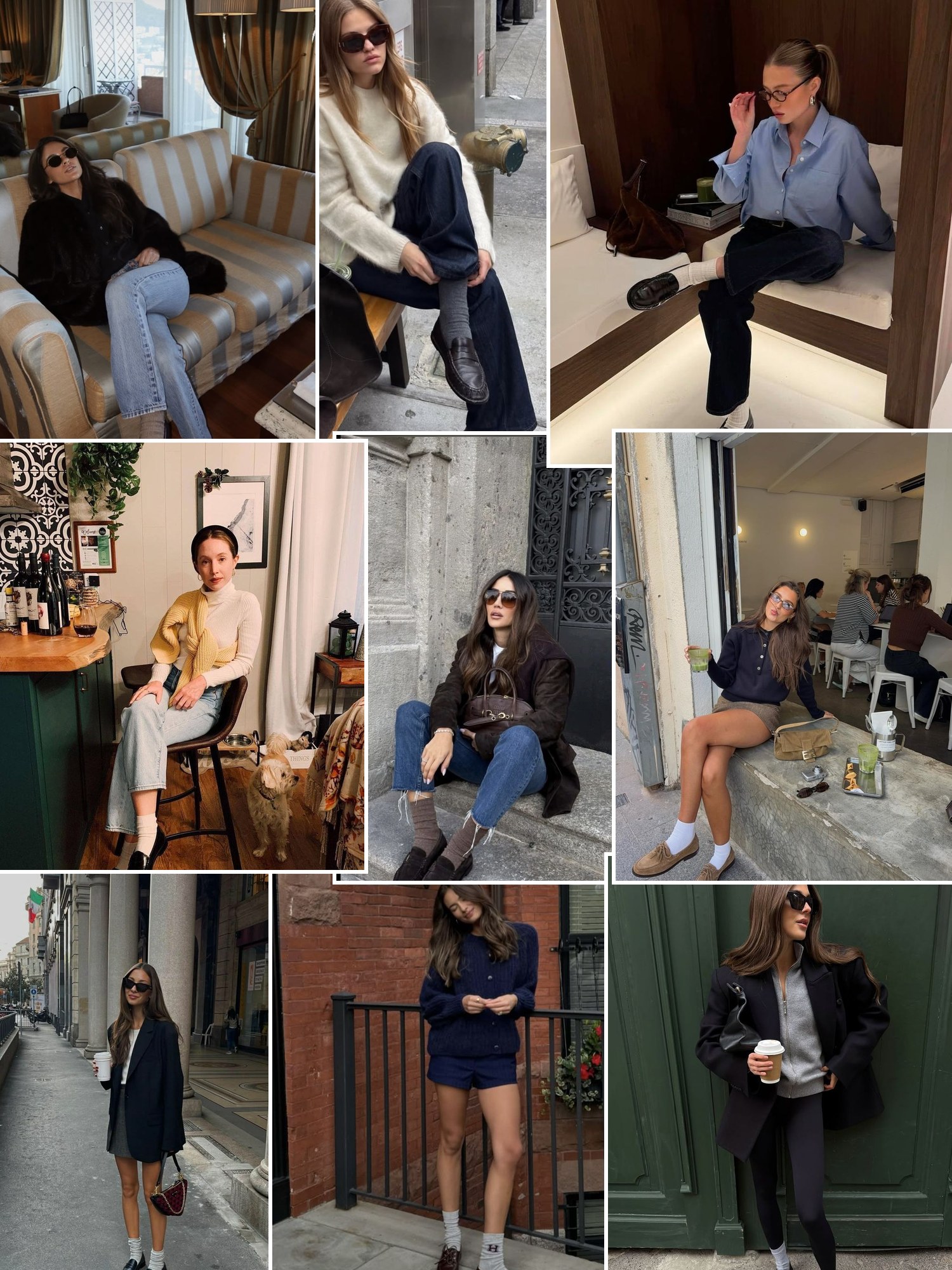 Street style collage of women wearing G.H. Bass loafers