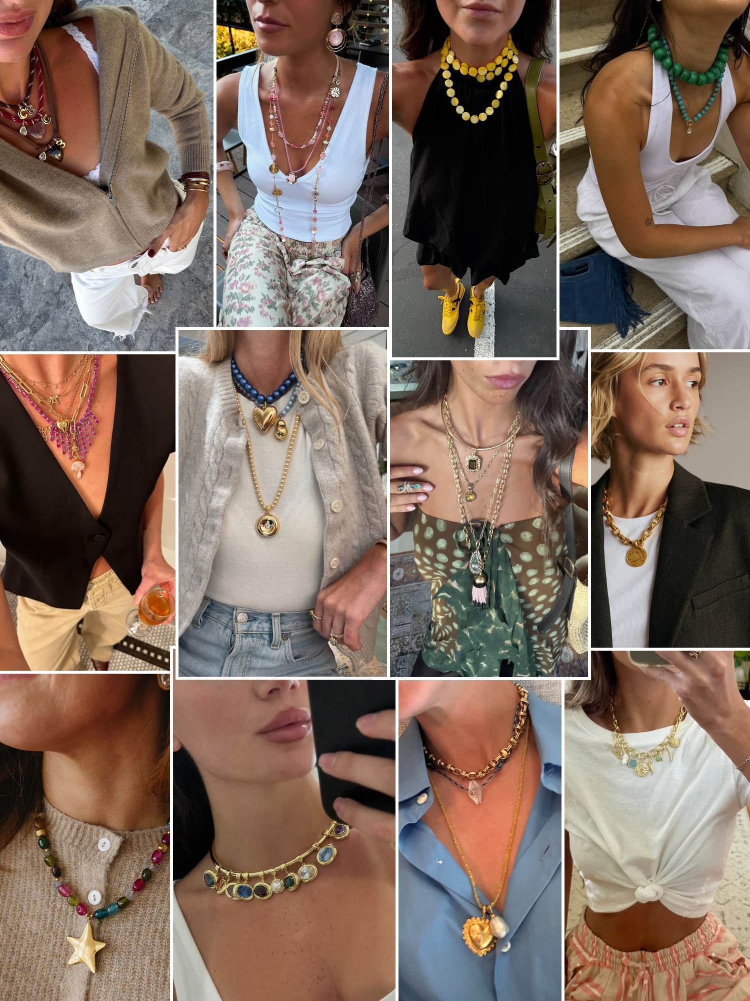 Street style collage of women wearing Muse Charm