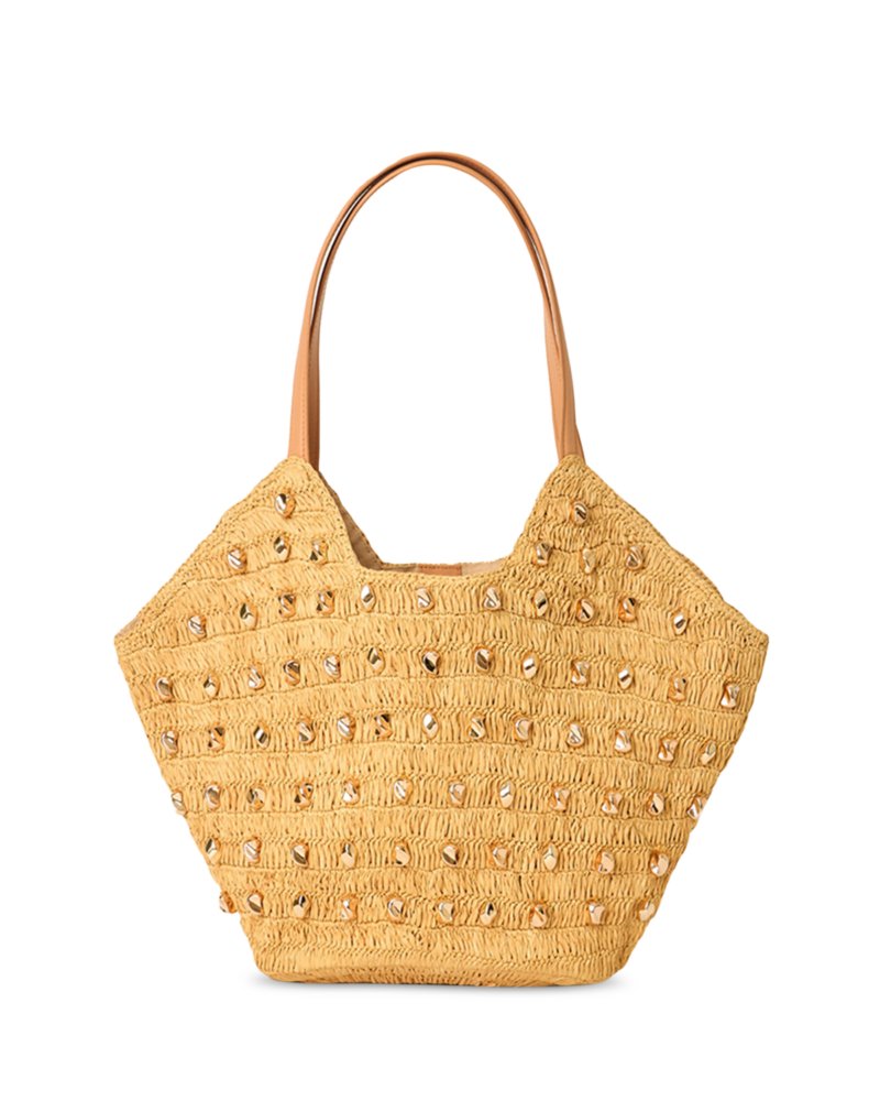 Galia Studded Raffia Tote Bag