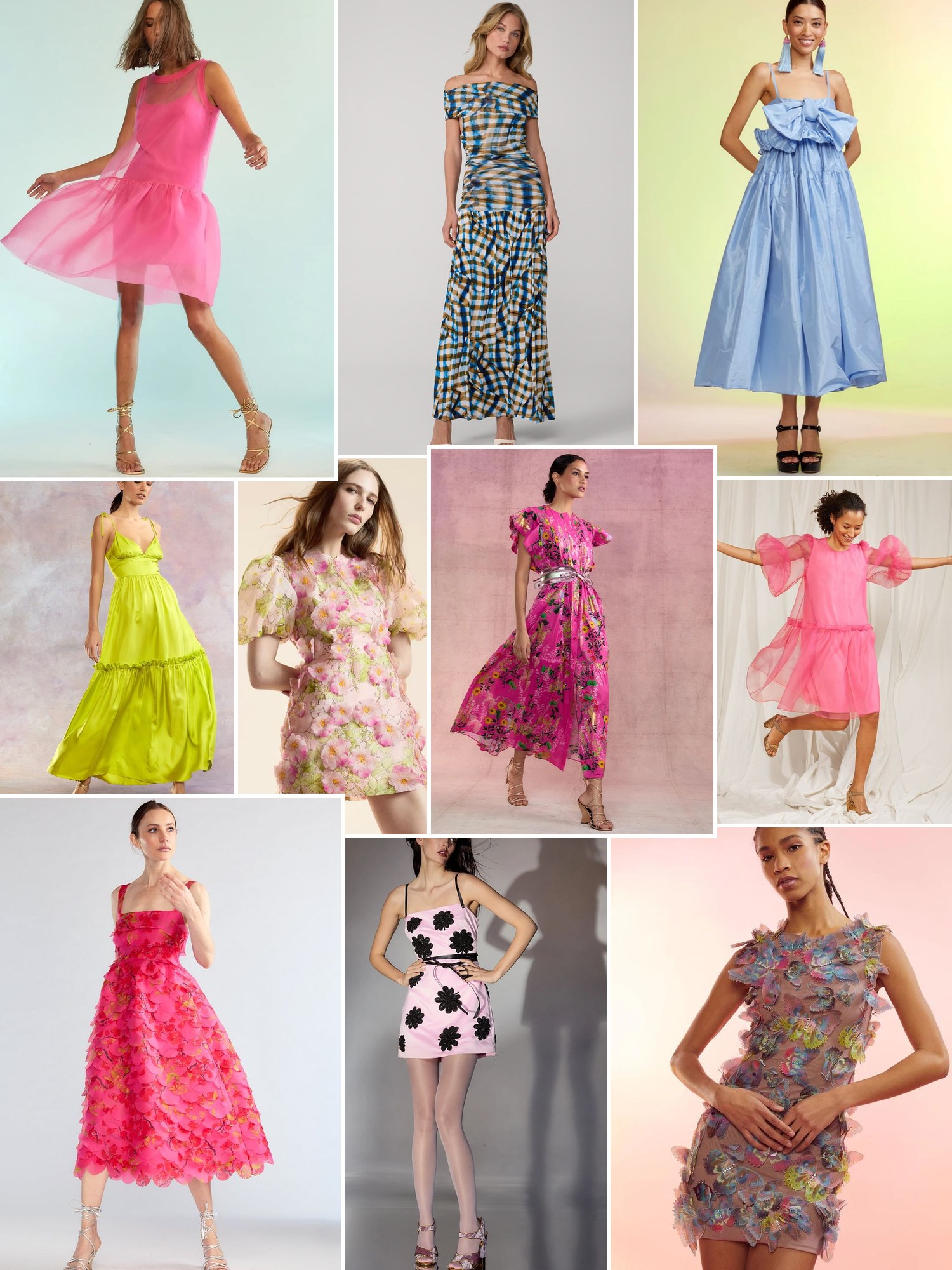 Street style collage of women wearing Cynthia Rowley dresses