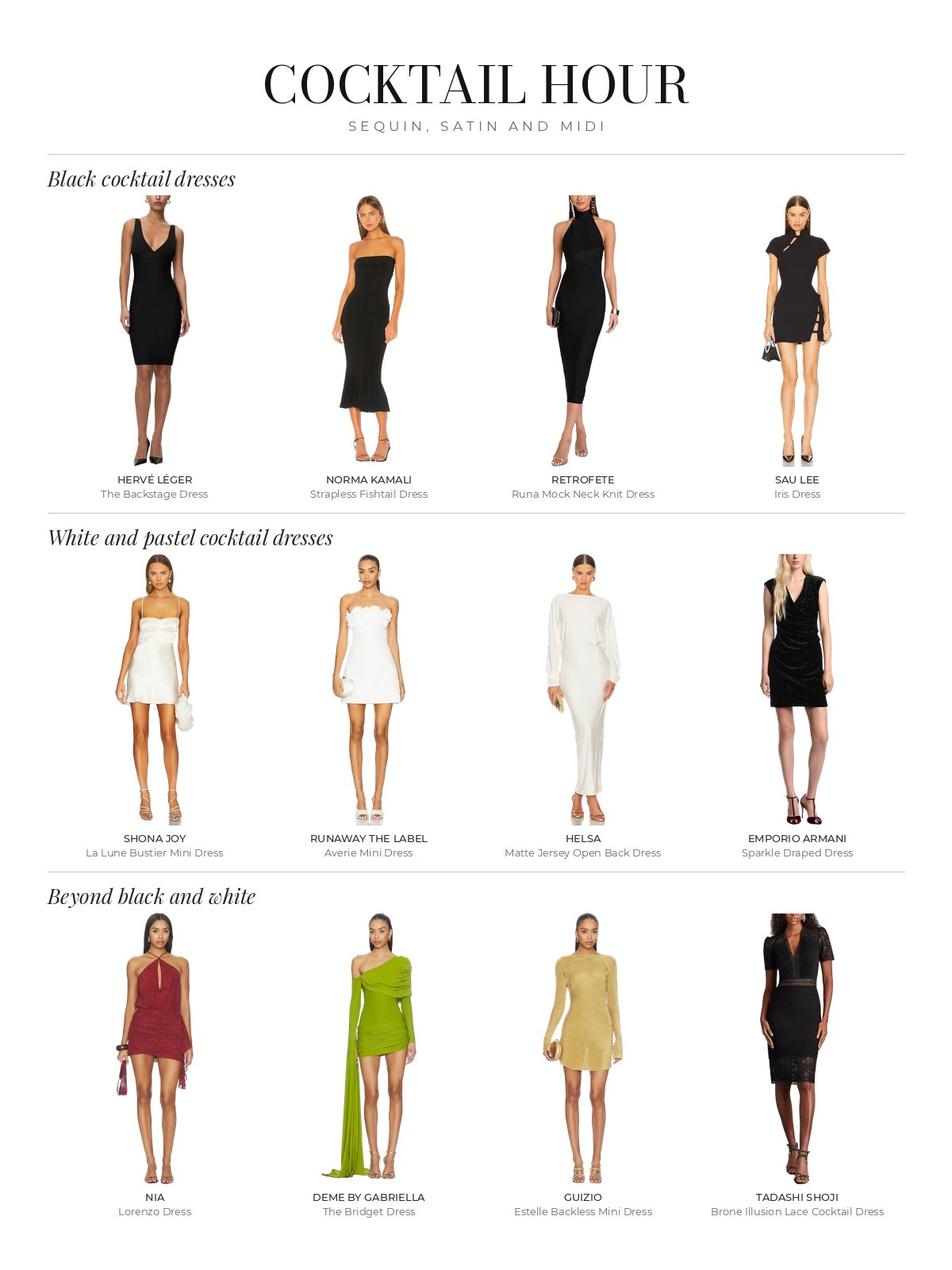 Cocktail Hour line sheet of products from the edit