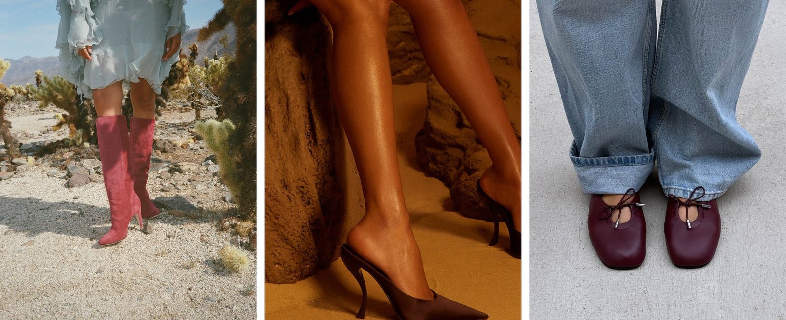 Three pictures that set the mood for the red shoe