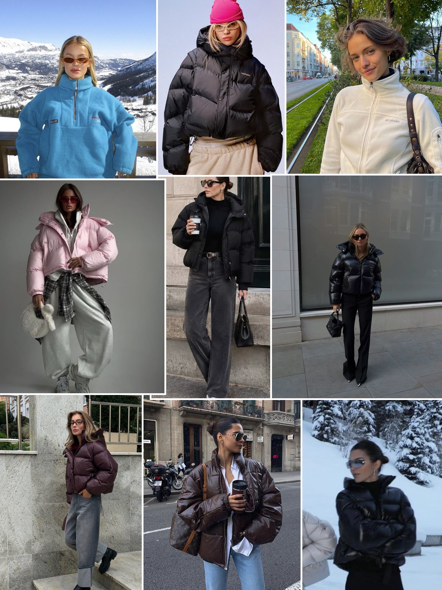 Street style collage of women wearing Columbia women's jacket