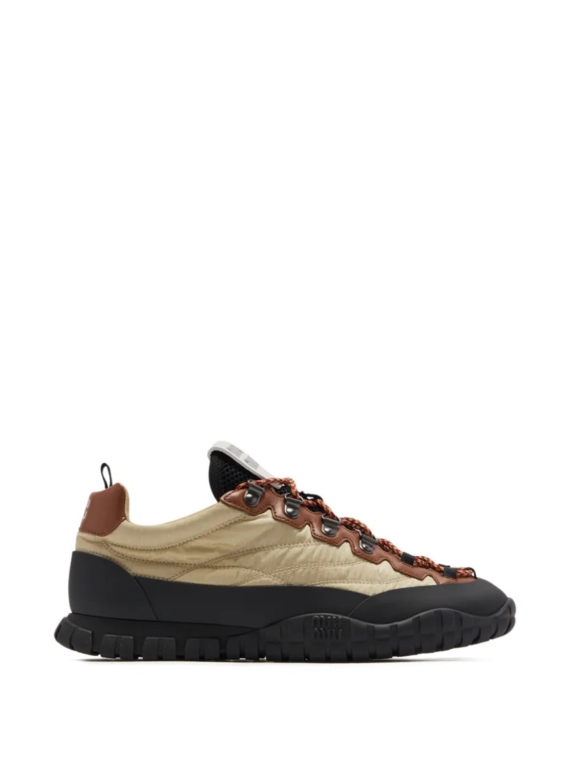 Tyre technical fabric and leather sneakers