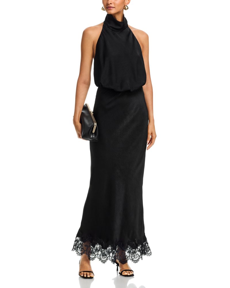 Sandri Satin High Neck Top & Elisan Lace Satin Maxi Skirt