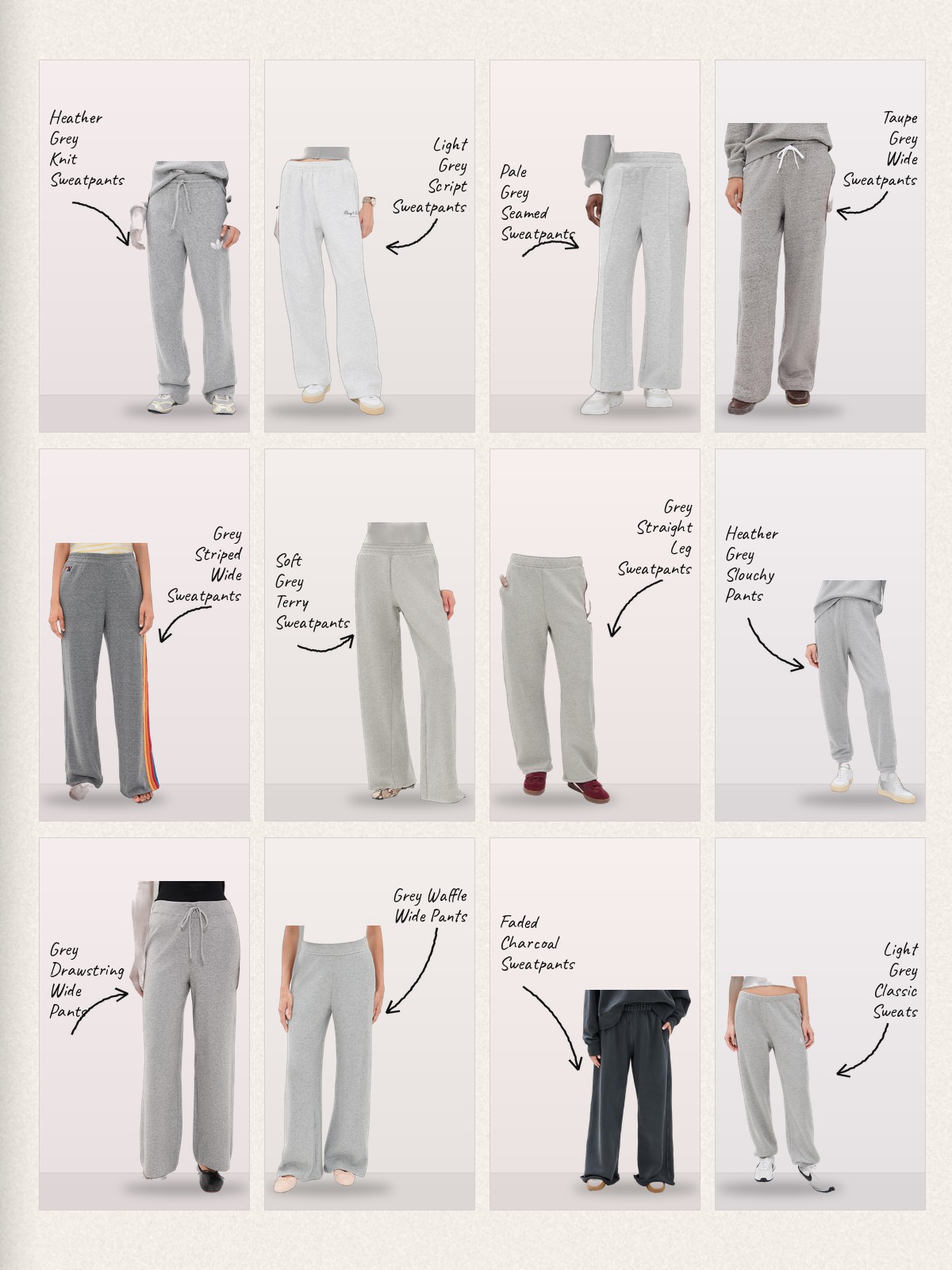 The Perfect Grey Sweatpant collage