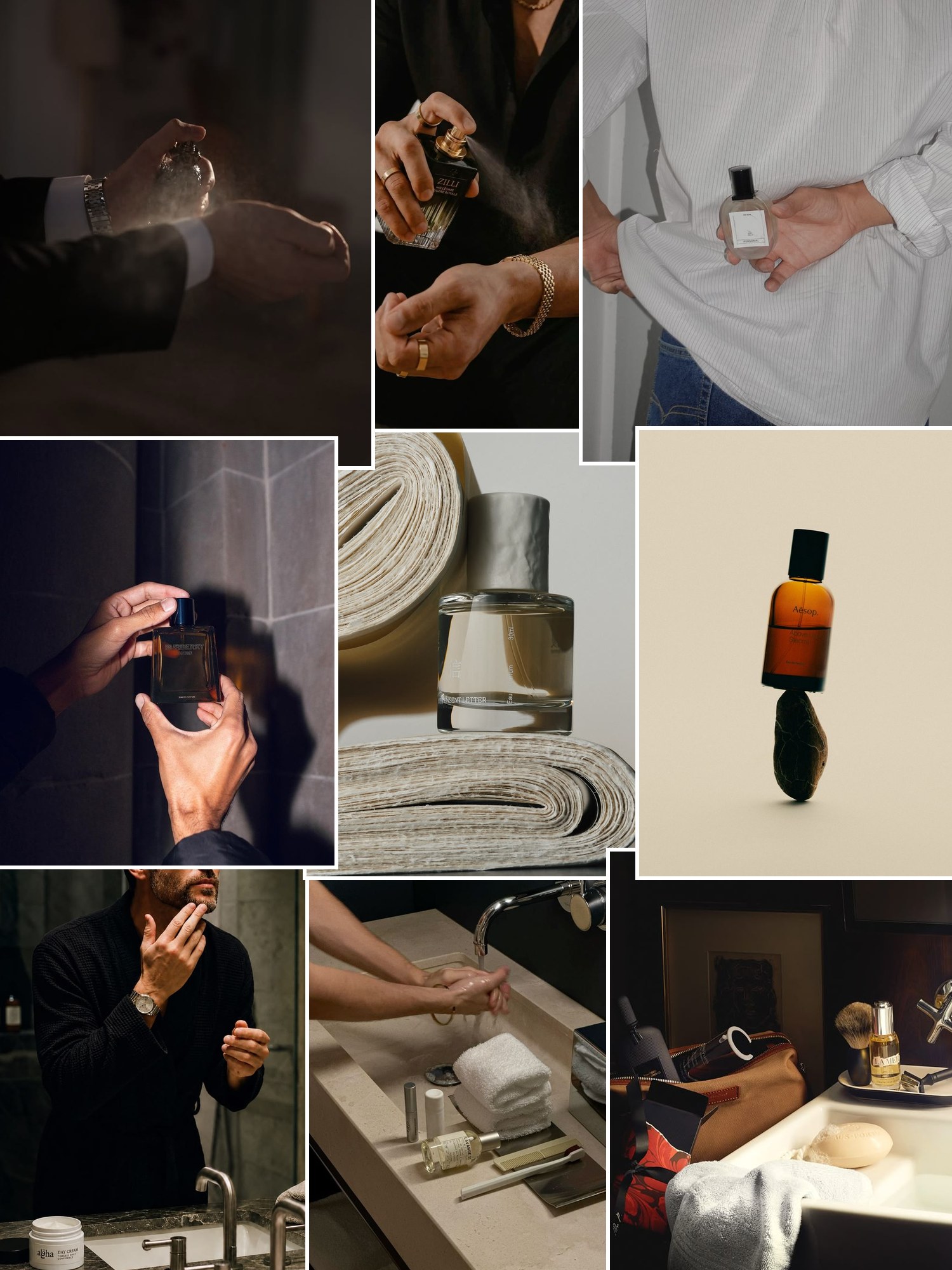 Street style collage of women wearing mens fragrance gift sets