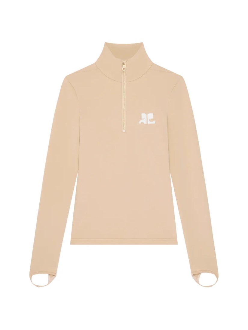 Zipped mock-neck top