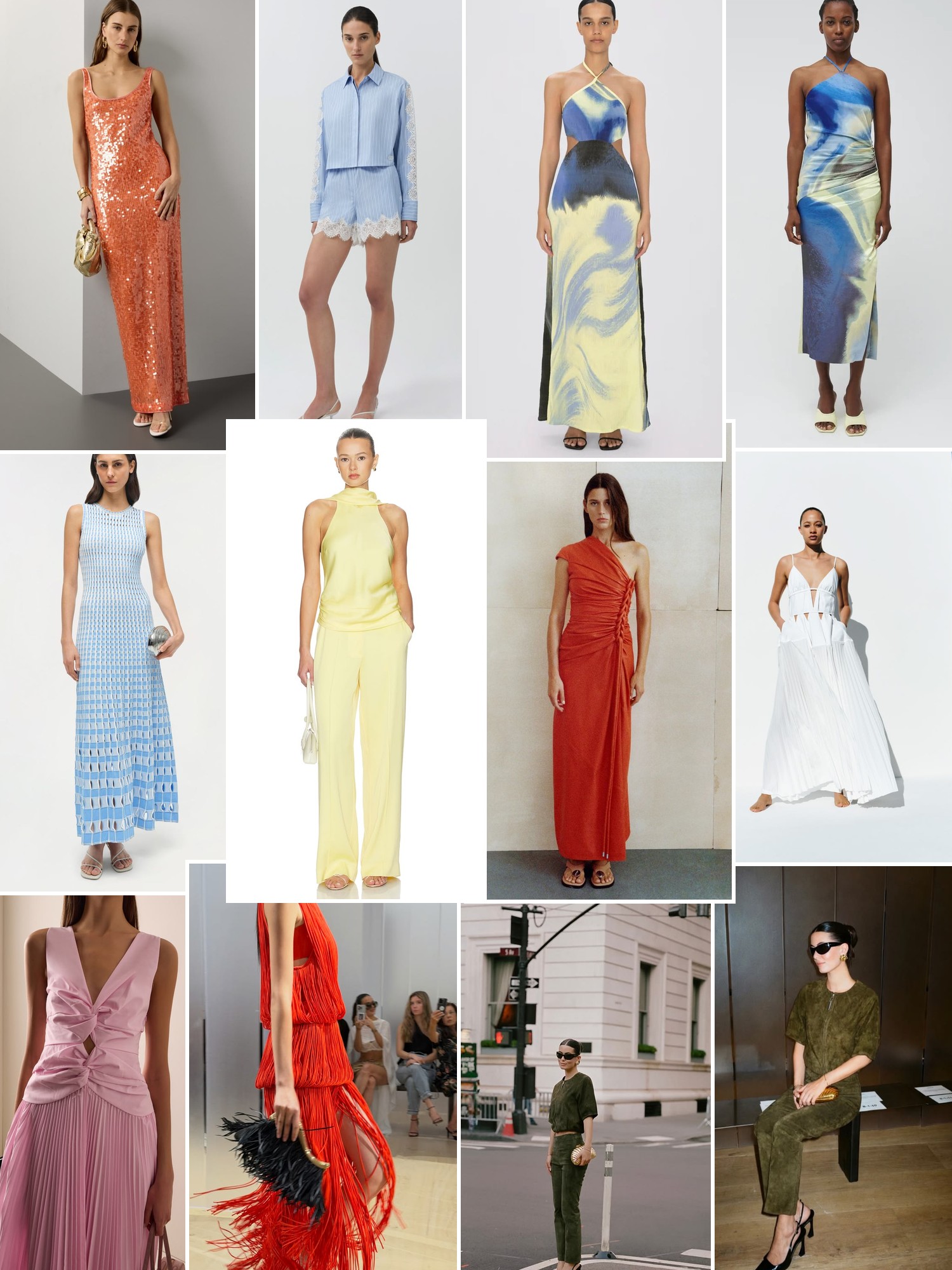 Collage of runway looks, campaign shots and street style outfits that capture the SIMKHAI mood