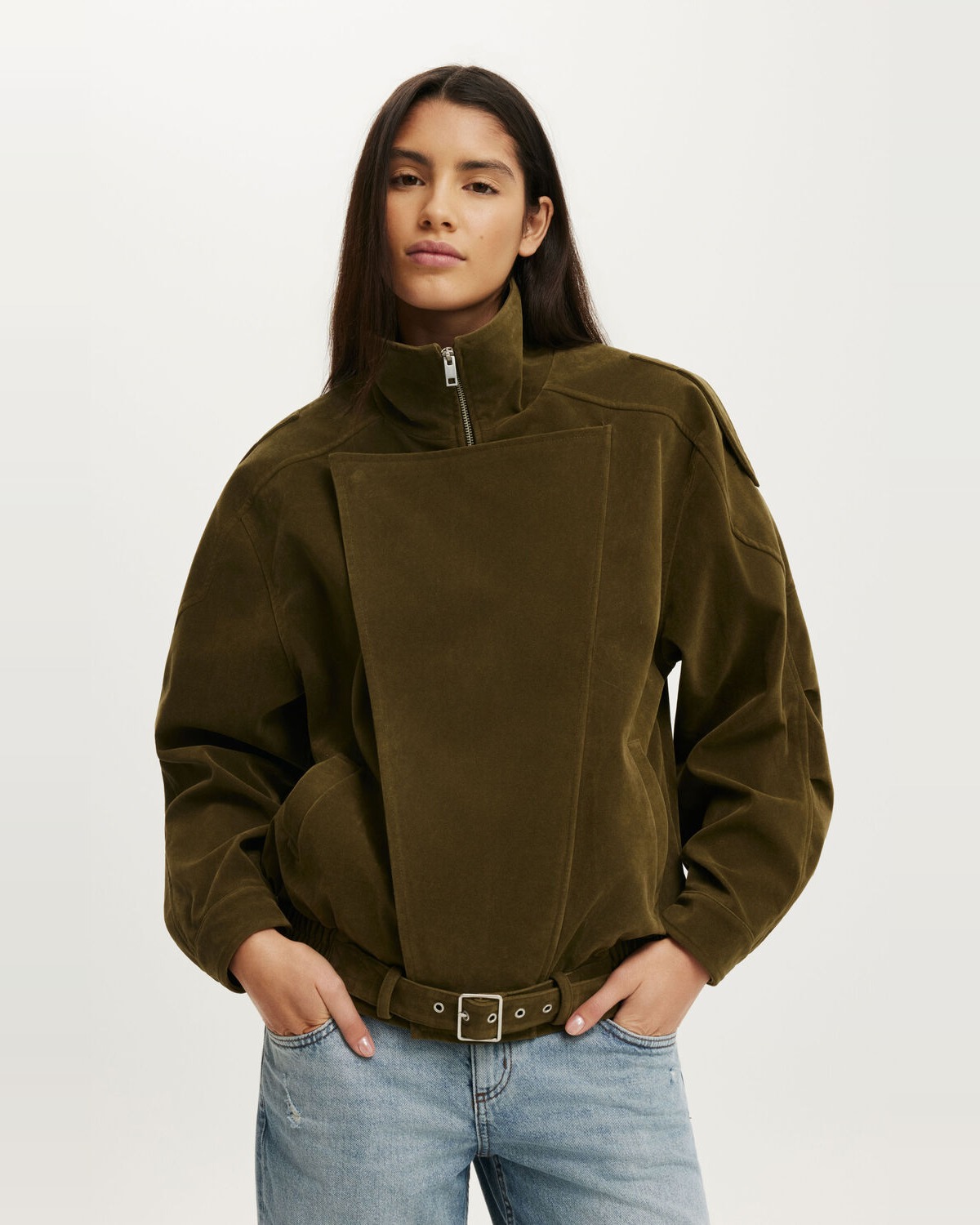 Cove Faux Suede Biker Jacket