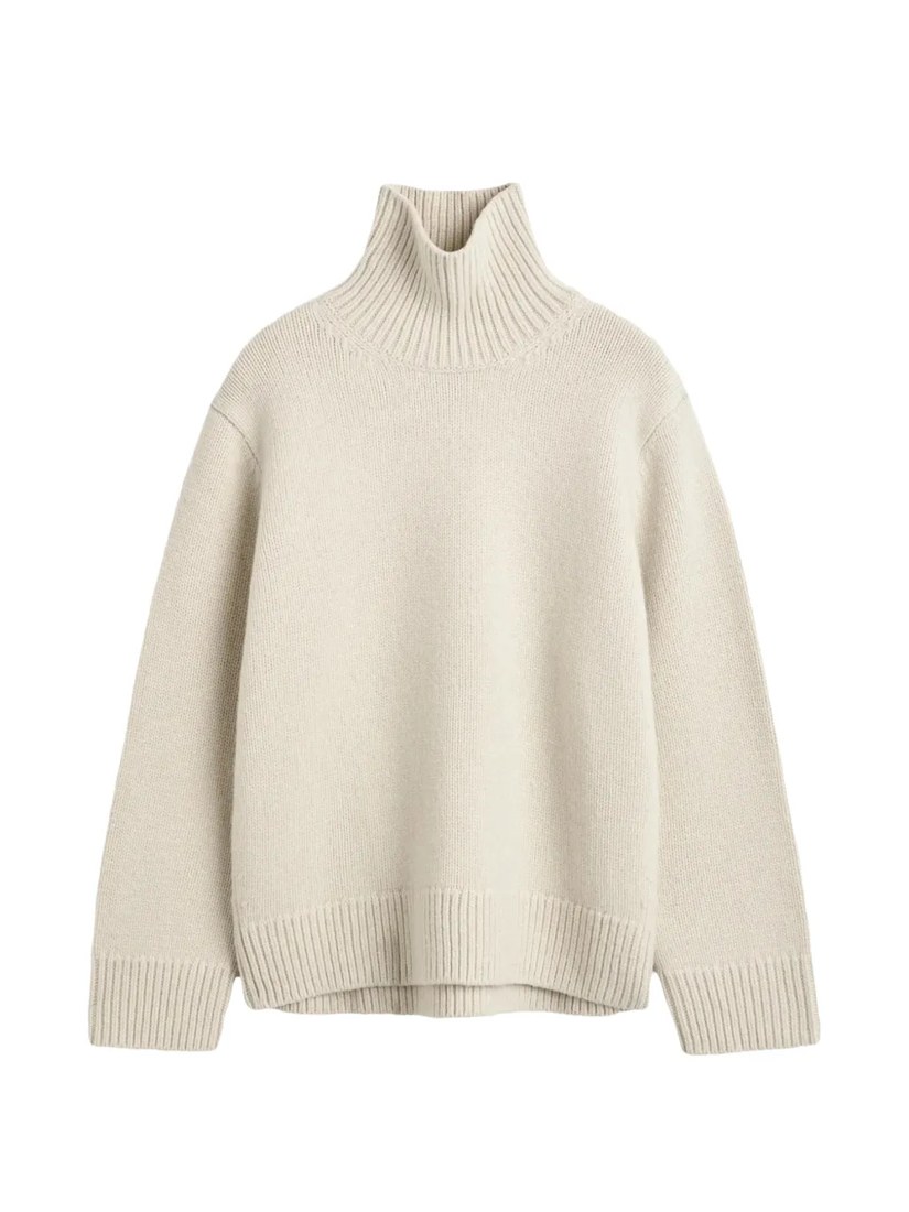 Mock-neck ribbed-trim sweater