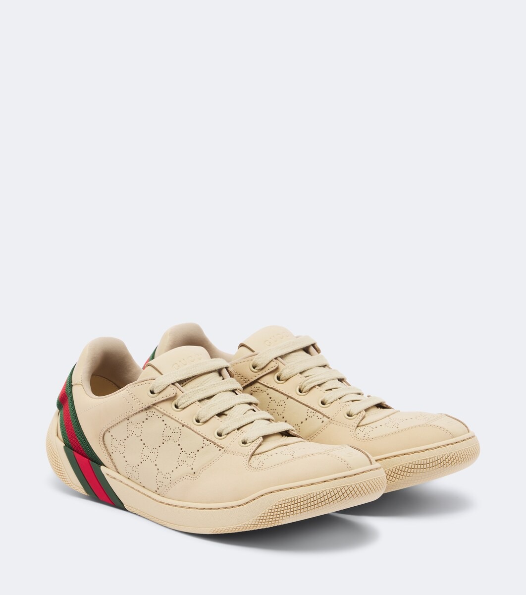 Screener GG Web Stripe leather sneakers