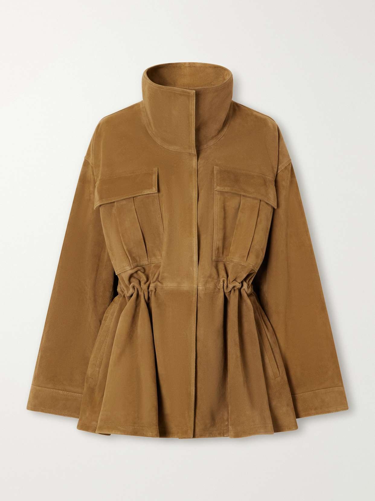 Drawstring suede jacket