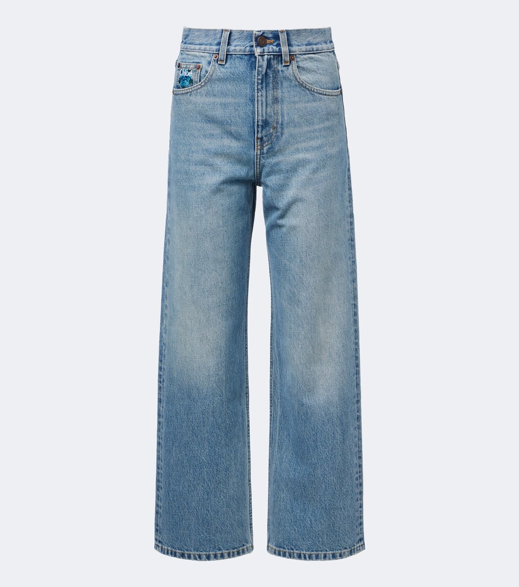 Embroidered straight jeans