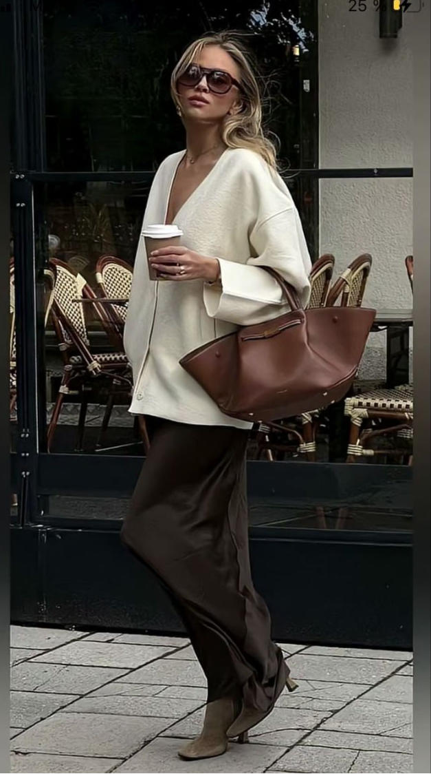 Satin Slip Skirt Outfits: Layers, Loafers and Low Heels