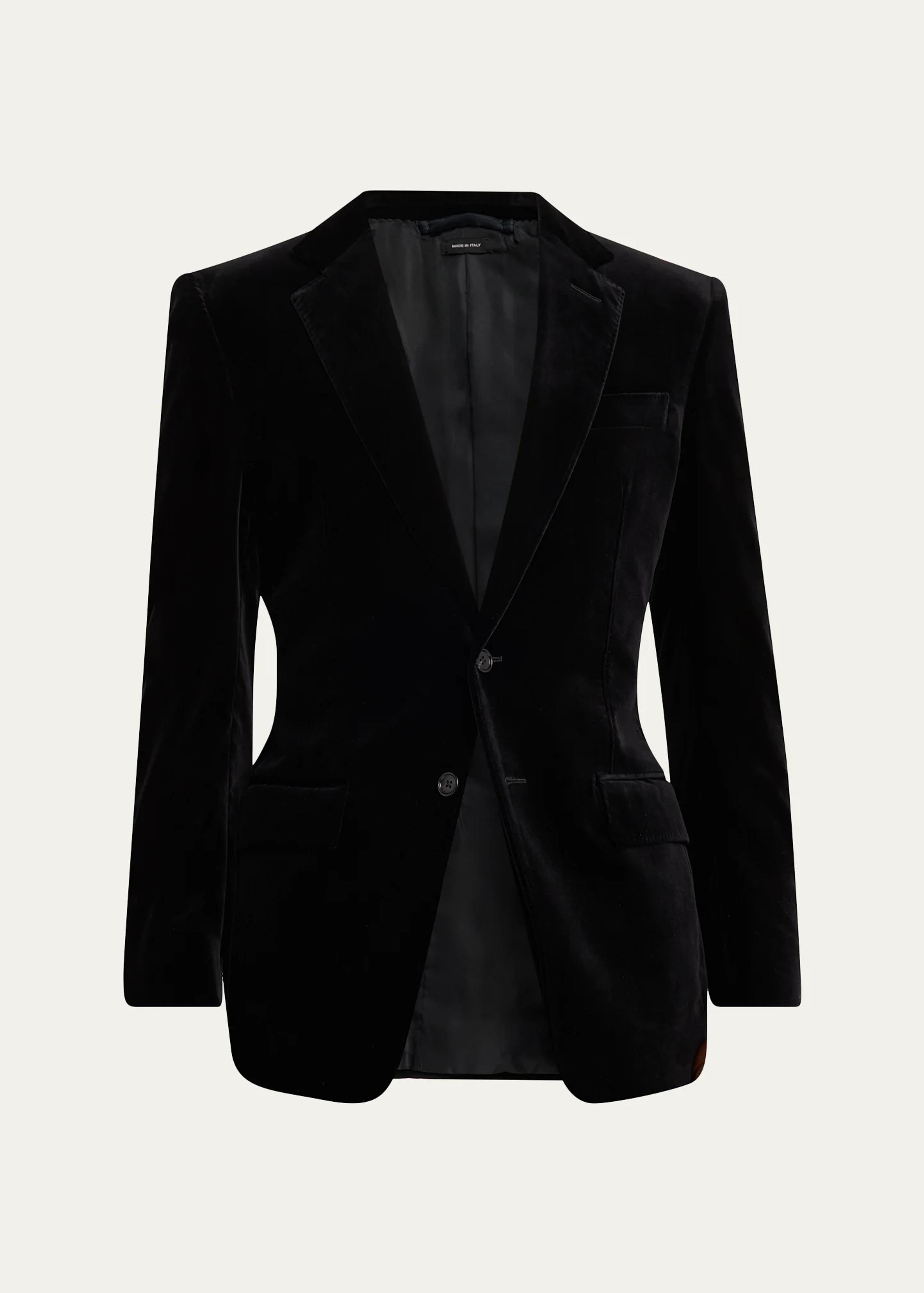 Men's Cotton Velvet Pipe-Trim Patch Pocket Blazer