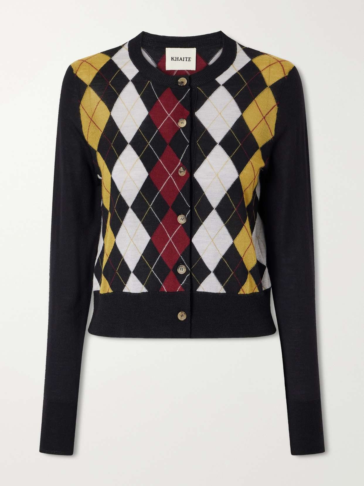 Rita argyle cashmere and silk-blend cardigan