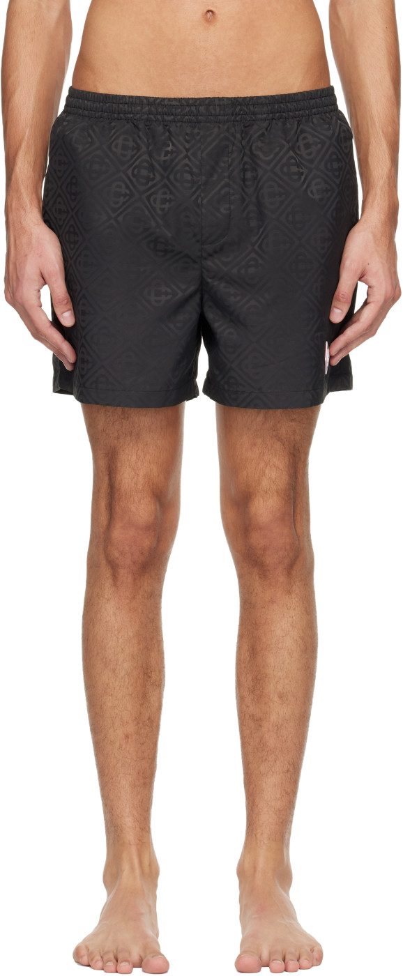 Black Jacquard Swim Shorts