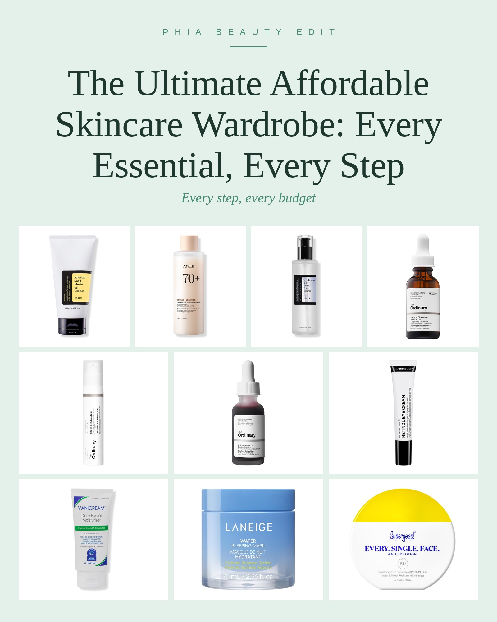 Affordable skincare wardrobe essentials, from cleanser to SPF