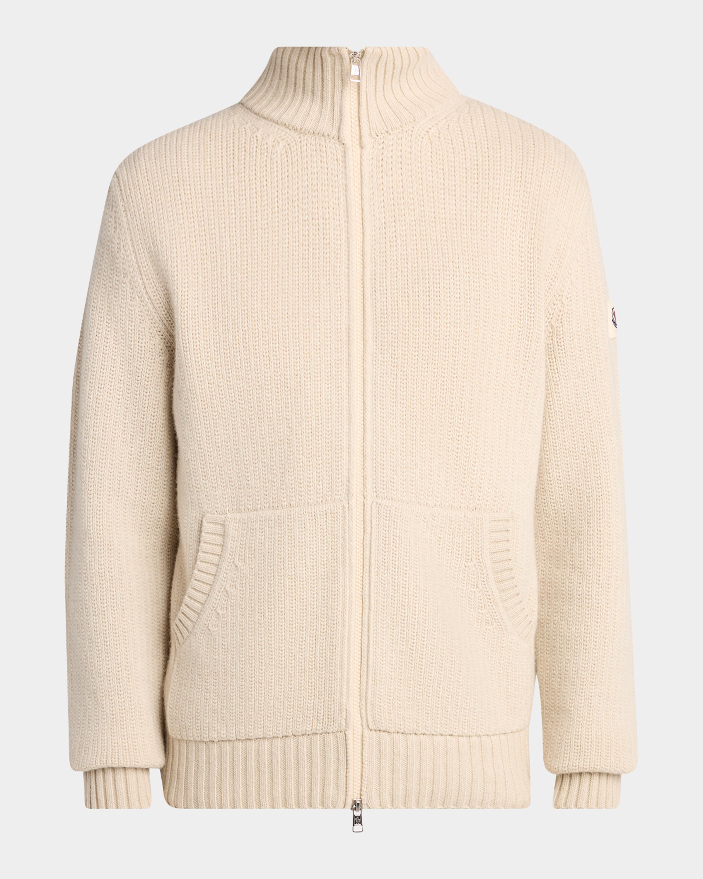 Men's Wool and Cashmere Rib-Knit Full-Zip Cardigan