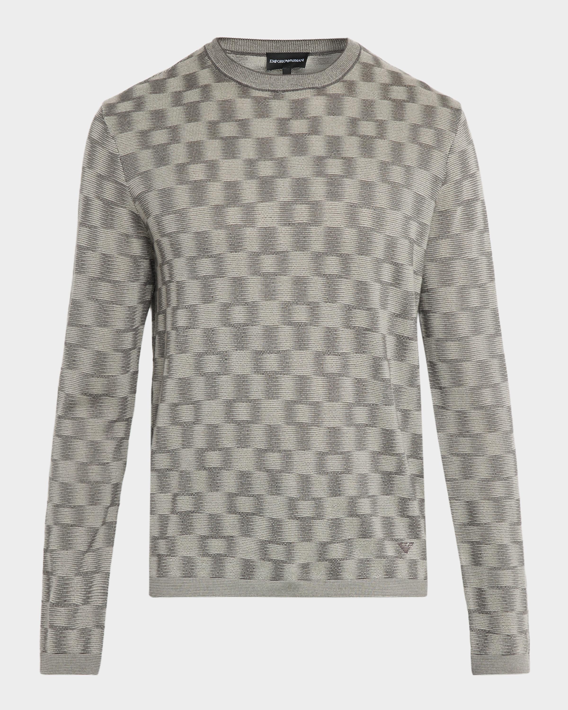 Men's Geometric Wool Basketweave Sweater