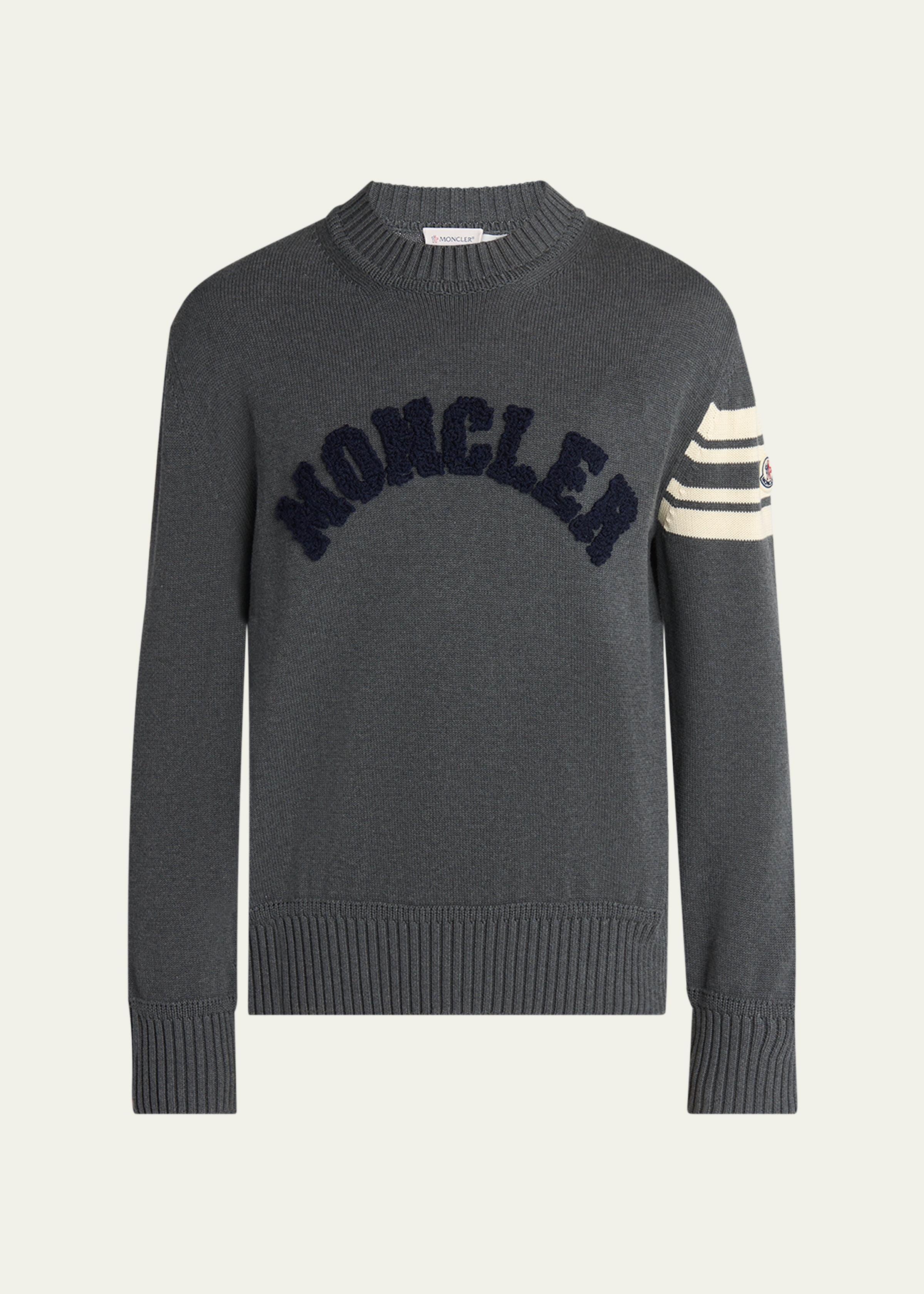 Men's Curved Logo Knit Crewneck Sweater