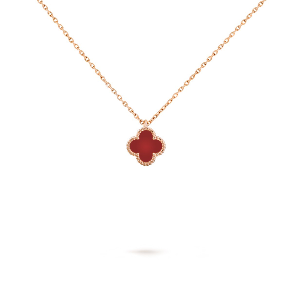 Sweet Alhambra Pendant, Rose Gold and Carnelian