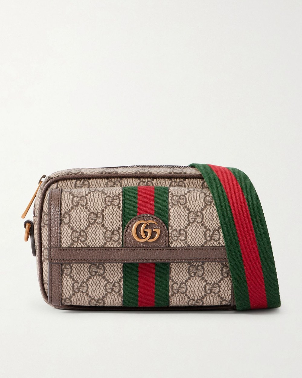 Ophidia mini leather-trimmed printed coated-canvas messenger bag
