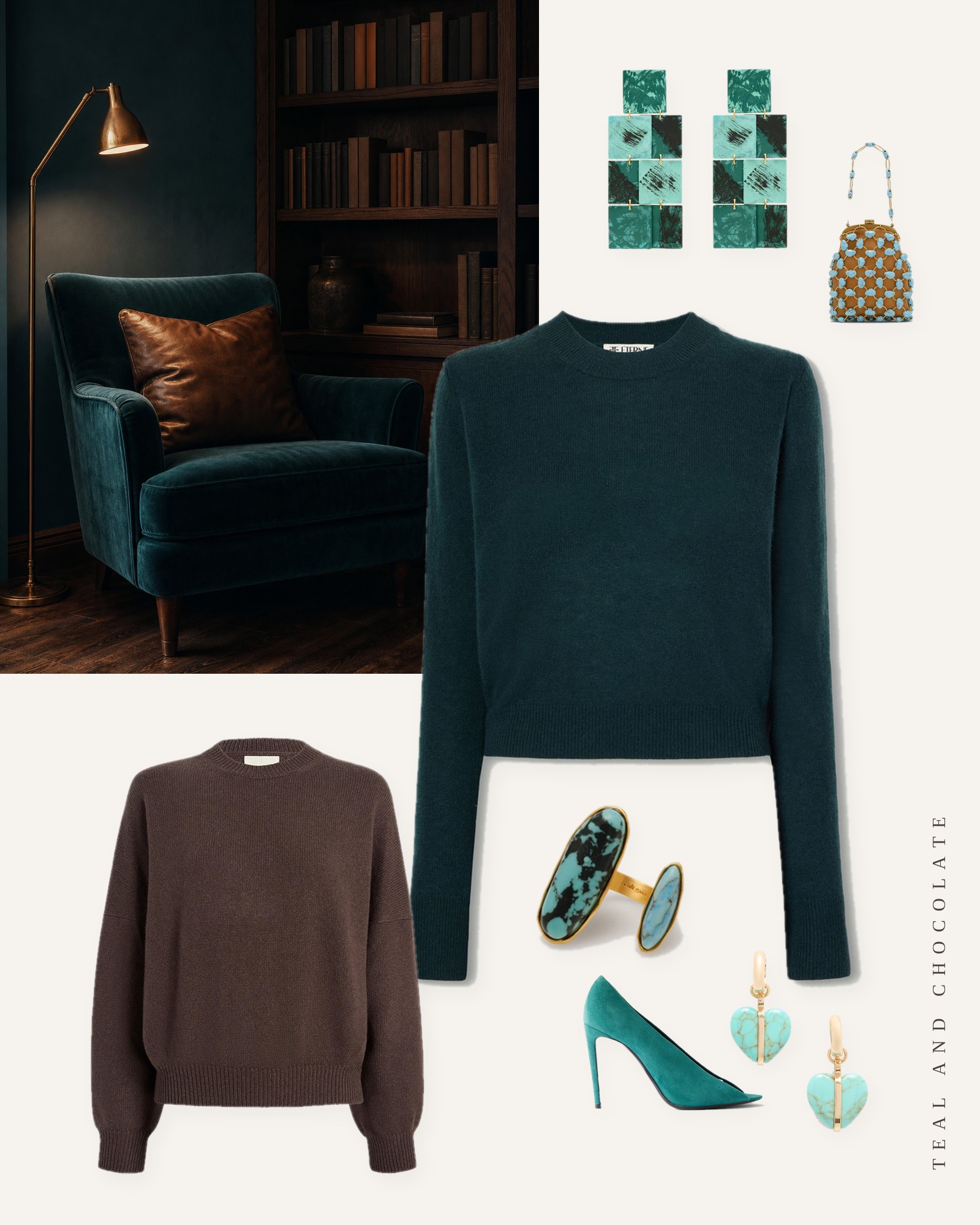 Teal and Chocolate Brown Outfits