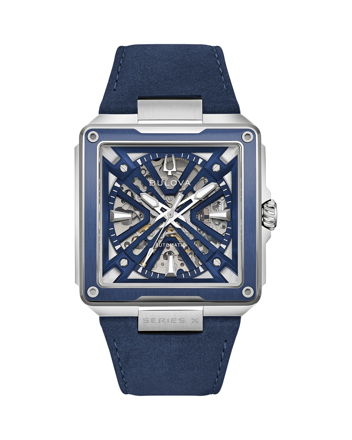 Men's Automatic Series X Blue Leather Strap Watch 41mm