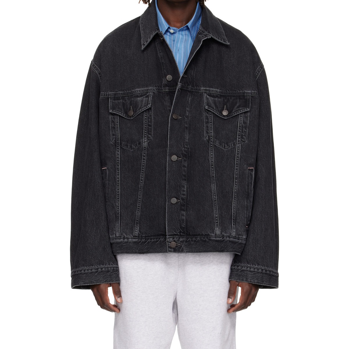 Black Relaxed-Fit Denim Jacket