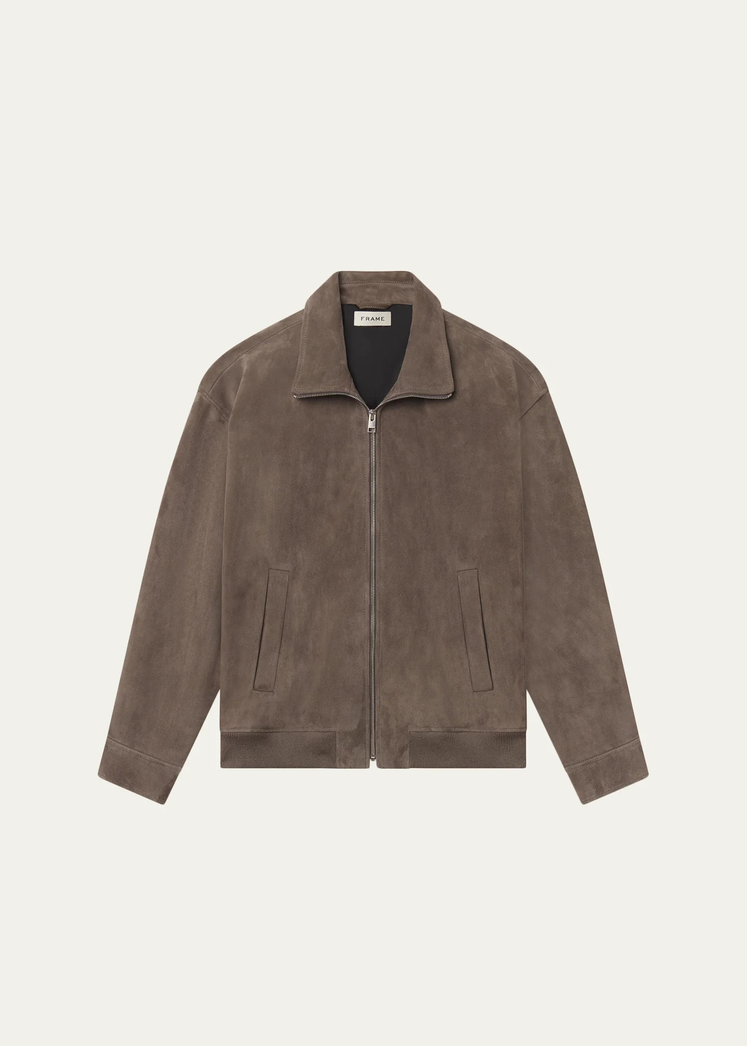 Men's Suede Full-Zip Bomber Jacket