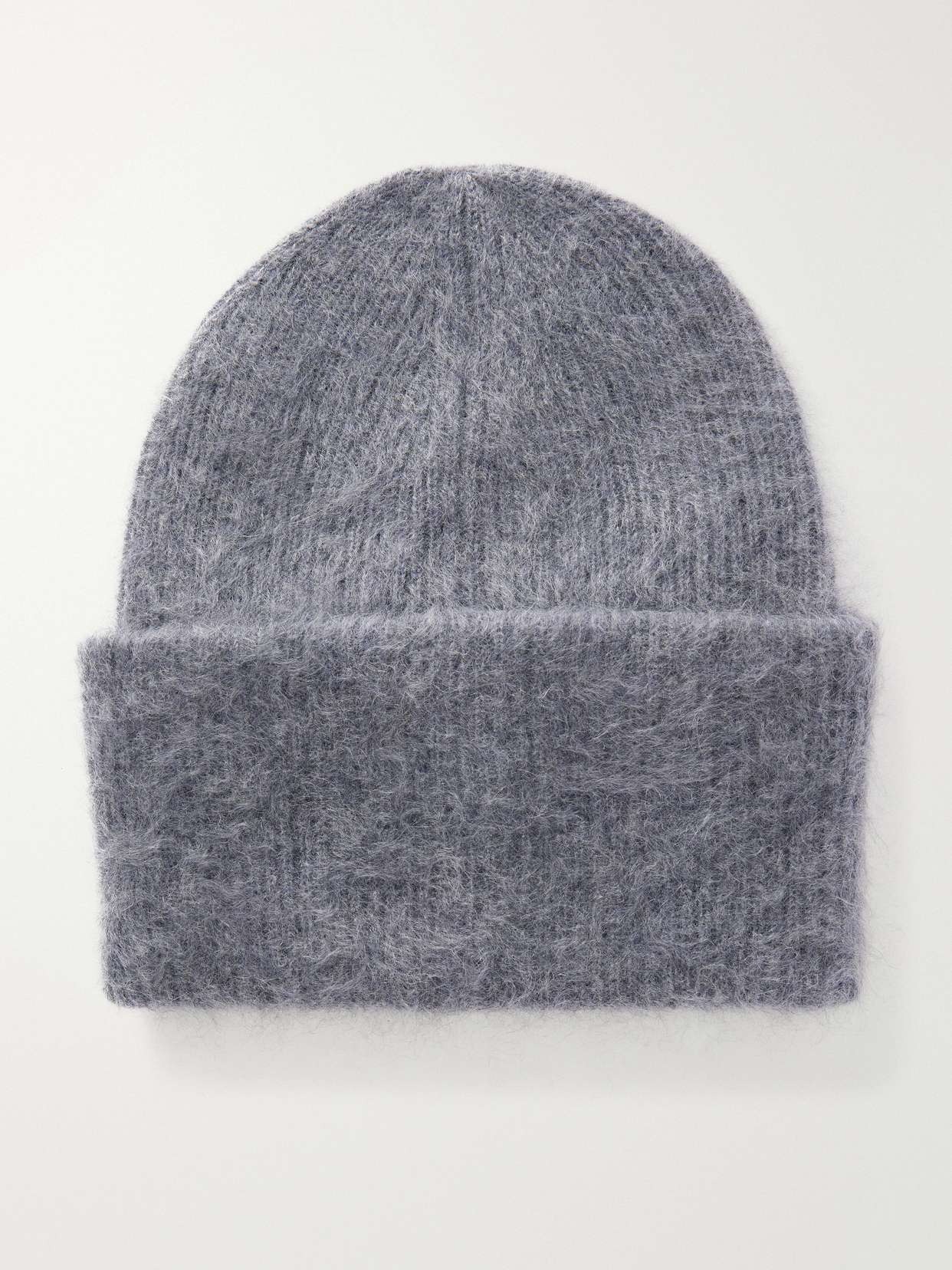 Brushed ribbed cashmere beanie