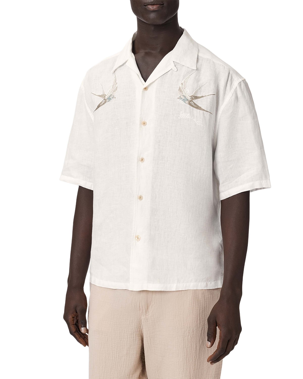 Avia Embroidered Swallows Linen Shirt