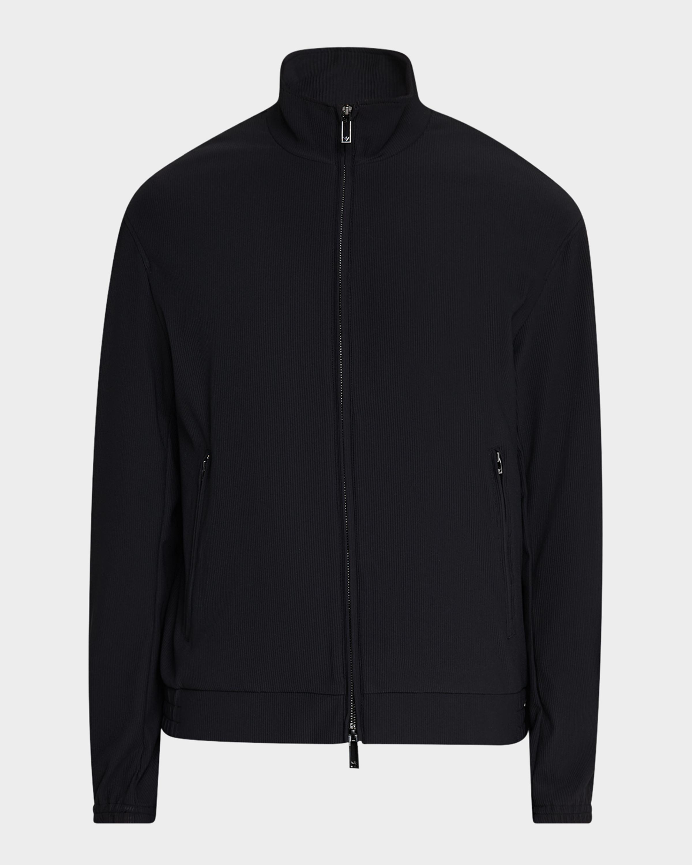 Men's Nylon Stretch Ribbed Bomber Jacket